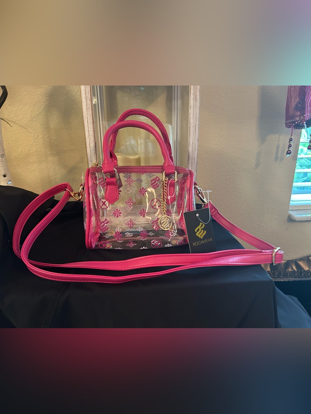 RocaWear Clear Pink Accent Women’s Crossbody Satchel